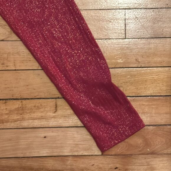 Anthropologie Women’s Red Twist-Front Shimmer Long Sleeve Top Size XL - Picture 3 of 6